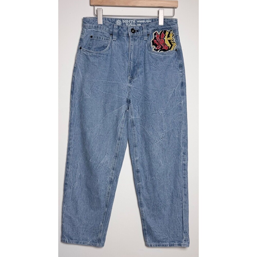 Ninth Hall Ambush Dragon Embroidered Jeans 28 Y2K Skater Baggy Grunge Streetwear